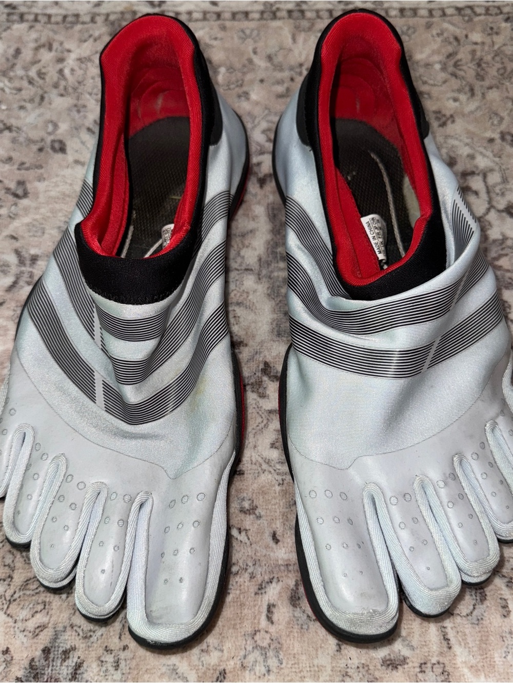Adidas Adipure Barefoot Shoes Size 10 1/2 Black Gray Red Toe Running Minimalist